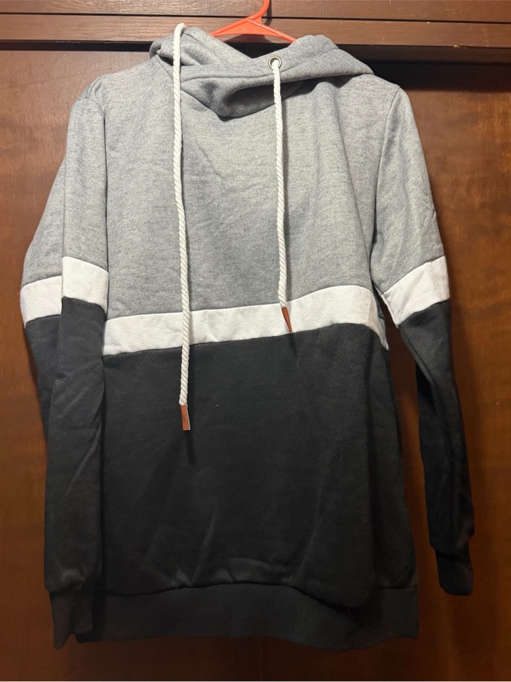 Colorblock Gray & Black Women's Hooded Pullover Sweatshirt